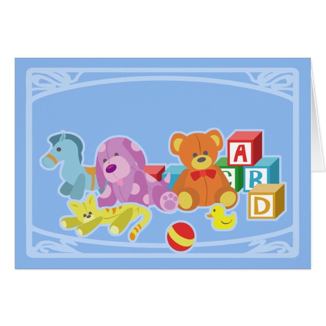 Cartão Bonecas bonitas (Azul) (Frente Horizontal)