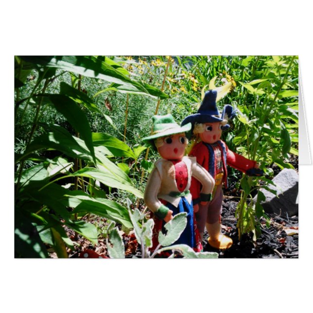 Cartão Bonecas de feltro humorístico com feltro (Frente horizontal)