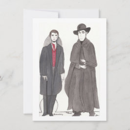 Cartão Bonecas de papel Vampiro e Reverendo