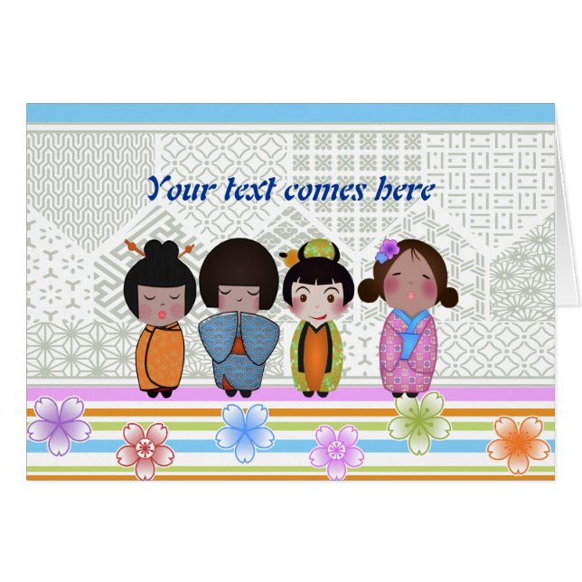 Cartão bonecas kokeshi (Frente Horizontal)