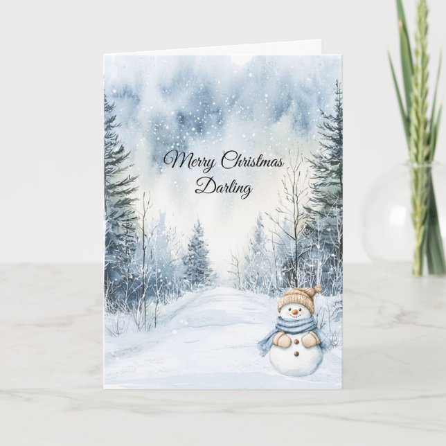 Cartão Boneco de Neve Árvores de Natal Natal   (Frente)