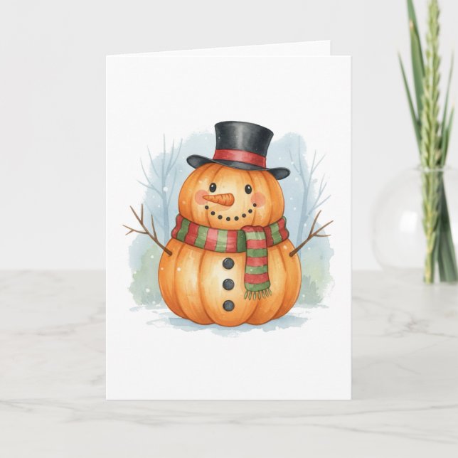 Cartão Boneco de neve de abóbora (Frente)