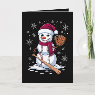 Cartão Boneco de Neve de Beisebol Chapéu de Papai Noel Lu