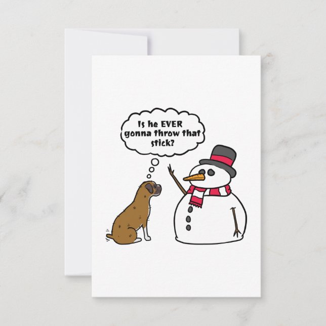 Cartão Boneco de Neve de Cachorro Boxer Natal (Frente)