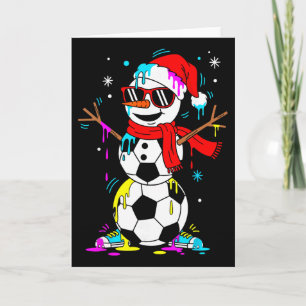 Cartão Boneco de Neve de Futebol Drip Divertido Legal Nat