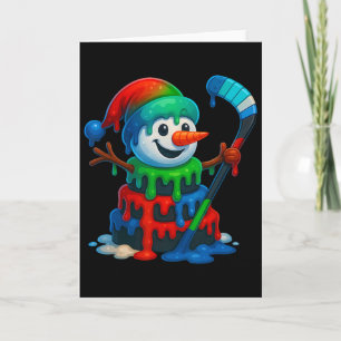 Cartão Boneco de Neve de Hóquei no Gelo Natal Sorvete Got