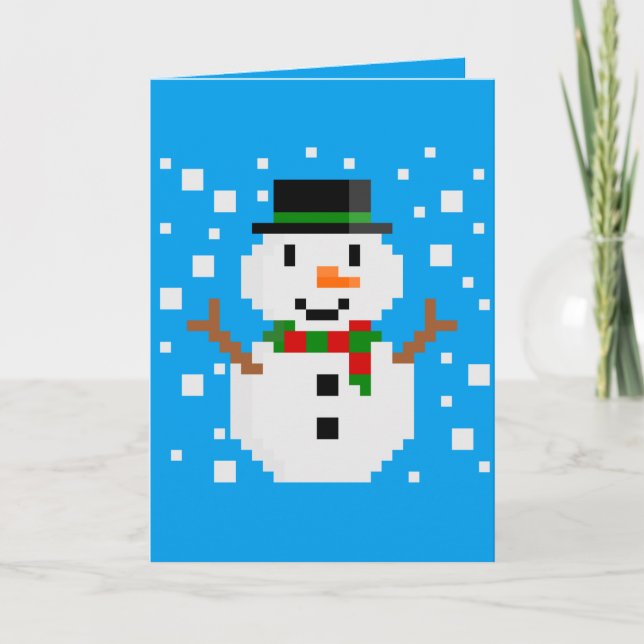 Cartão Boneco de Neve em Pixel Art (Frente)