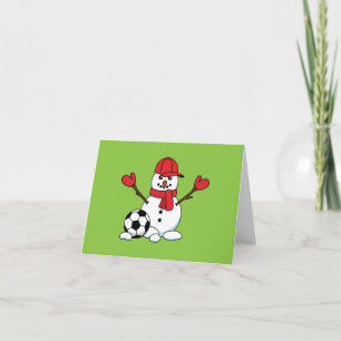 Cartão Boneco de Neve Engraçado com Bola de Futebol