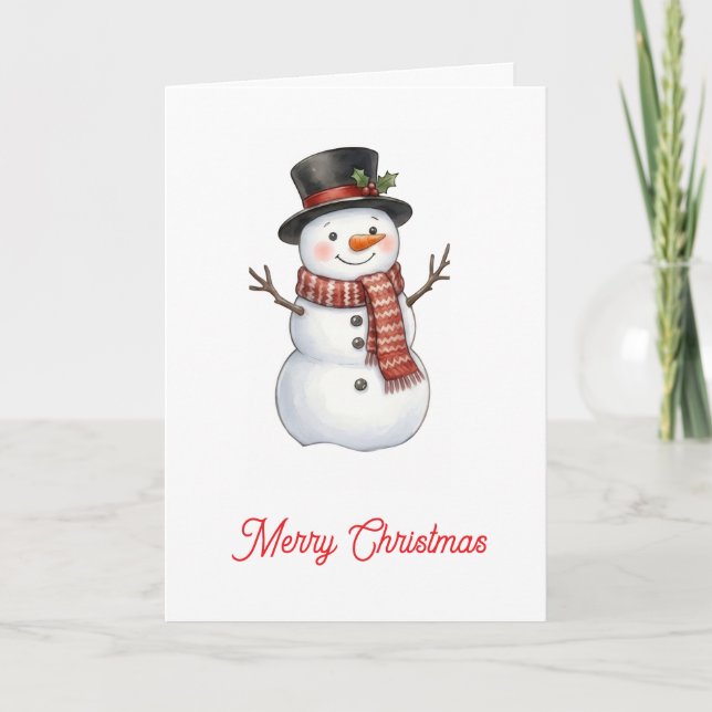 Cartão Boneco de Neve Feliz (Frente)