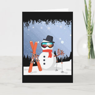 Cartão Boneco de Neve Neve Esqui Férias Esqui Esporte de