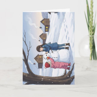 Cartão Boneco de neve pelos chalés