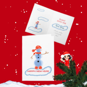 Cartão Boneco de neve voador