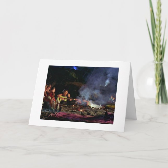 CARTÃO BONFIRE, AMIGOS, PRAIA=FELIZ AMIGO DE ANIVERSÁRIO (Frente)