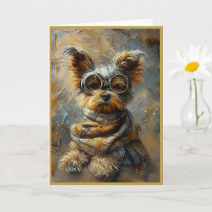 Cartão Bonita Adorável Steampunk Yorkshire Terrier Nota 1