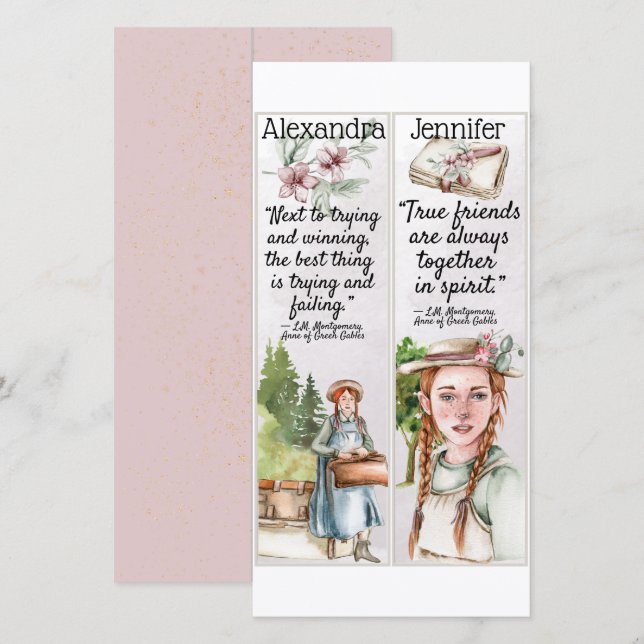 Cartão Bonita Anne de Gables Verde cita Favoritos de pres (Frente/Verso)