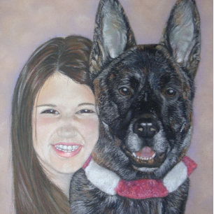 Cartão Bonita brindle akita abraçando seu melhor amigo