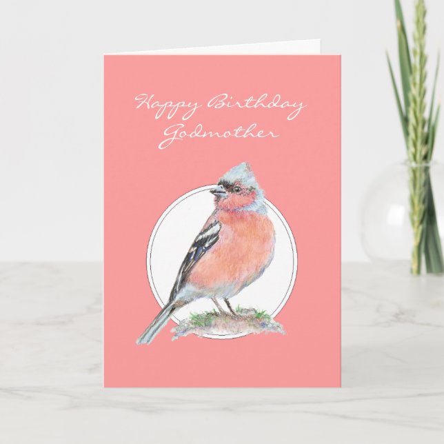 Cartão Bonita Chaffinch, Feliz Madrasta de Aniversário (Frente)