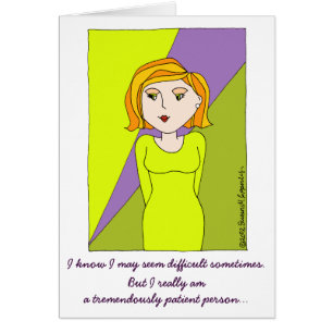 Cartão Bonita Engraçada Diva Garota de Cartoon Brat Desfe