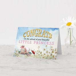 Cartão Bonita Felicita Menina Chegando Princesa Coroa