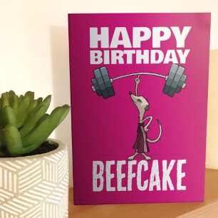 Cartão Bonita Meerkat Feliz Aniversário Bolo de Beefcake 