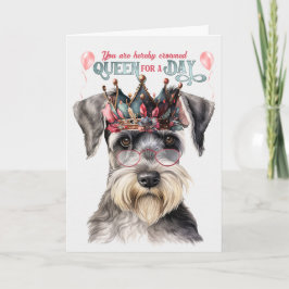 Cartão Bonita Rainha Schnauzer para um aniversário engraç