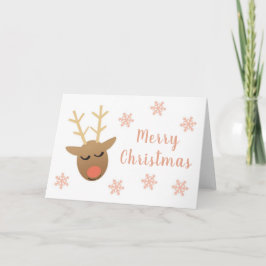 Cartão Bonita Reindeja de Natal Rosa Dourada
