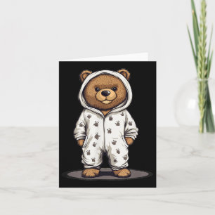 Cartão Bonita Roupa De Pajama Para Pijamas E Urso De Tedd