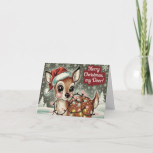 Cartão Bonita Vintage Deer Christmas