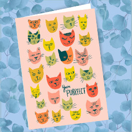 Cartão Bonitas cabeças coloridas de gatos padrões MELHORE