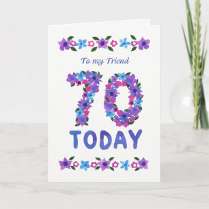 Cartão Bonito 70 Floral Aniversário, para Amigo