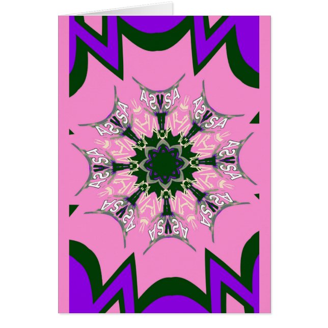 Cartão Bonito bebê rosa púrpura motif monograma de (Frente)