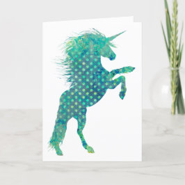 Cartão Bonito Boho Unicorn em tons de azul, Dia de as mãe