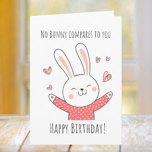 Cartão Bonito Bunny Pun Birthday