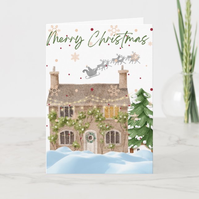 Cartão Bonito Casa de Neve de Natal (Frente)