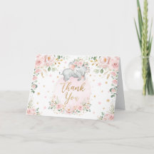 Bonito Chá de fraldas De Elefante Floral De Blush 