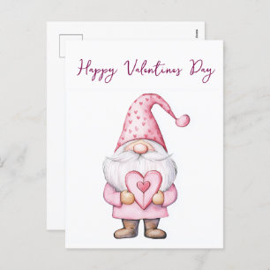 cartão bonito com um gnomo cor-de-rosa apaixonado