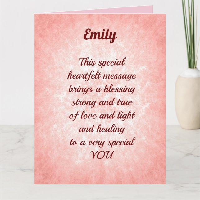 Cartão Bonito Cor-de-Rosa Adicionar Nome (Frente)