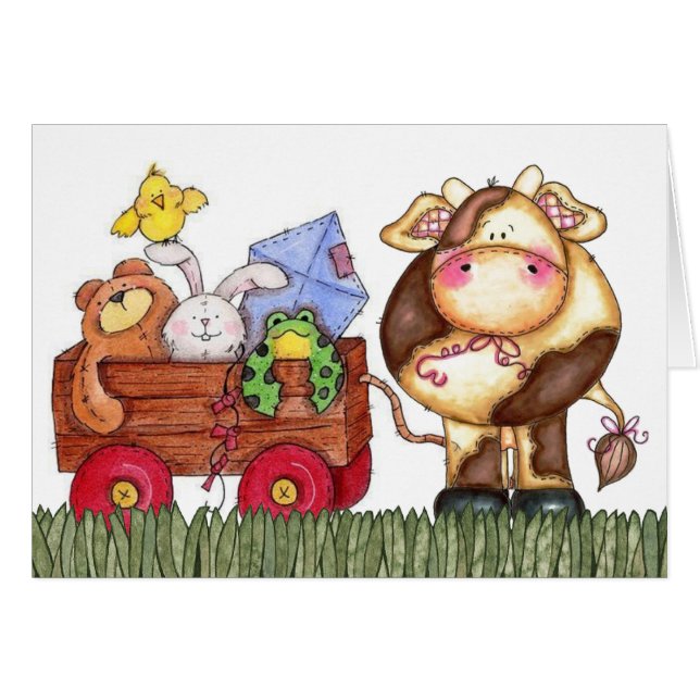 Cartão bonito da vaca (Frente Horizontal)