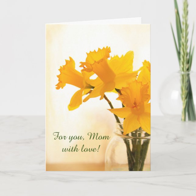 Cartão Bonito Daffodil Para O Aniversário Da Mãe (Frente)