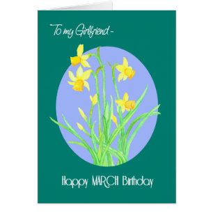 Cartão Bonito Daffodils Marcha de Aniversário para Namora