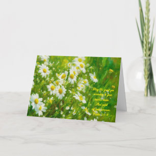 Cartão Bonito Daisy Flowers Art Faith Bíblia Verse Pensam