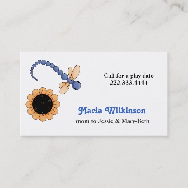 Cartão bonito das mamães da libélula e da flor (Frente)