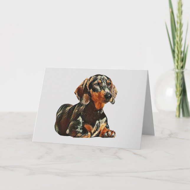 Cartão Bonito de Saudação Dachshund Pintado (Frente)