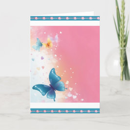 Cartão bonito de saudação de borboleta cor-de-rosa