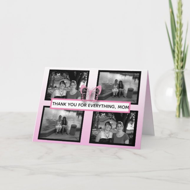 Cartão Bonito Dia de as mães de Borboletas e Fotografias  (Frente)