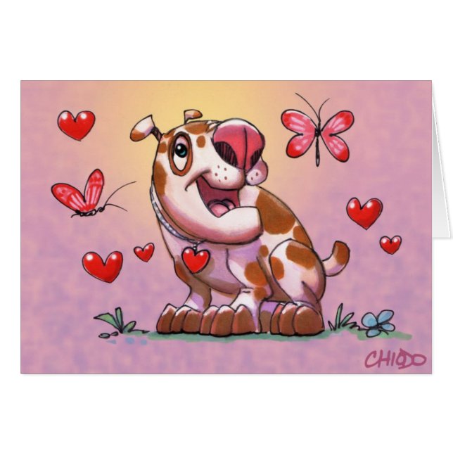 Cartão bonito do cão (Frente Horizontal)
