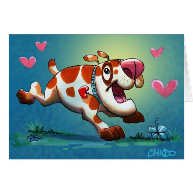 Cartão bonito do cão (Frente Horizontal)