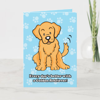 Cartão bonito do golden retriever dos desenhos