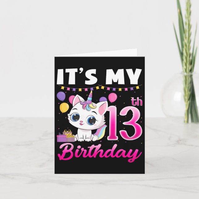 Cartão Bonito É Meu Aniversário 13 de 13 Anos (Frente)