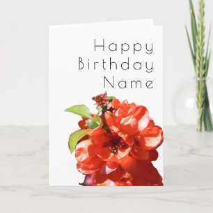 Cartão Bonito Flor Vermelha Quince Arte Floral Deco Anive